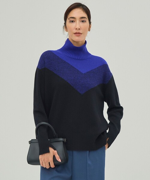 ソフトカシミヤミックス インターシャ ハイネックニット（ニット