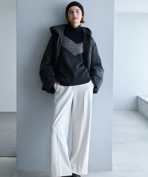 ソフトカシミヤミックス インターシャ ハイネックニット（ニット