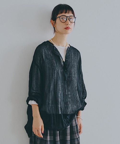 studio CLIP（スタディオクリップ）の「ハイツイスト7分袖プルオーバー（Tシャツ/カットソー・レディース・オフホワイト/ライトベージュ/ネイビー・FREE）」の4枚目の写真