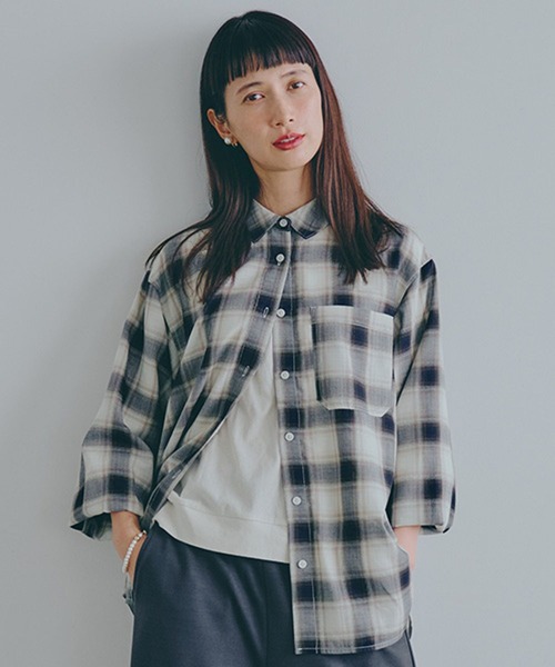 studio CLIP（スタディオクリップ）の「ハイツイスト7分袖プルオーバー（Tシャツ/カットソー・レディース・オフホワイト/ライトベージュ/ネイビー・FREE）」の7枚目の写真