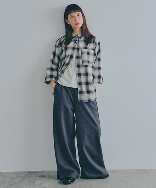 studio CLIP（スタディオクリップ）の「ハイツイスト7分袖プルオーバー（Tシャツ/カットソー・レディース・オフホワイト/ライトベージュ/ネイビー・FREE）」の8枚目の写真