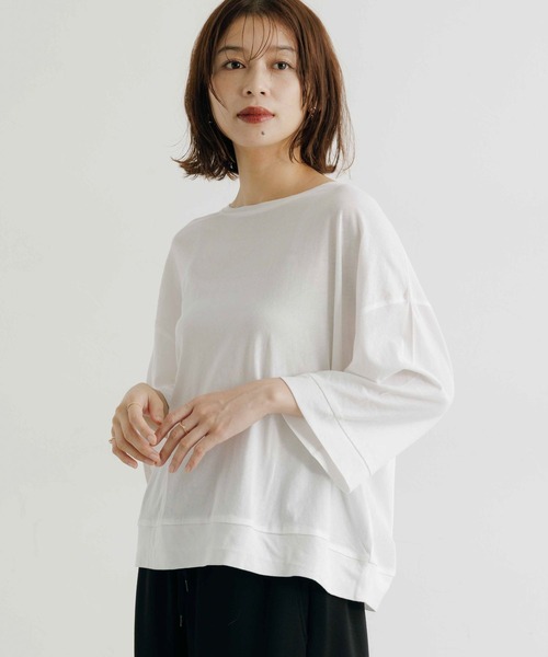 studio CLIP（スタディオクリップ）の「ハイツイスト7分袖プルオーバー（Tシャツ/カットソー・レディース・オフホワイト/ライトベージュ/ネイビー・FREE）」の10枚目の写真