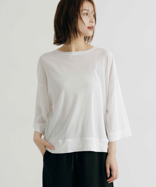 studio CLIP（スタディオクリップ）の「ハイツイスト7分袖プルオーバー（Tシャツ/カットソー・レディース・オフホワイト/ライトベージュ/ネイビー・FREE）」の11枚目の写真