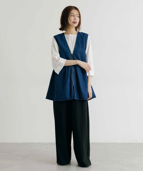 studio CLIP（スタディオクリップ）の「ハイツイスト7分袖プルオーバー（Tシャツ/カットソー・レディース・オフホワイト/ライトベージュ/ネイビー・FREE）」の12枚目の写真