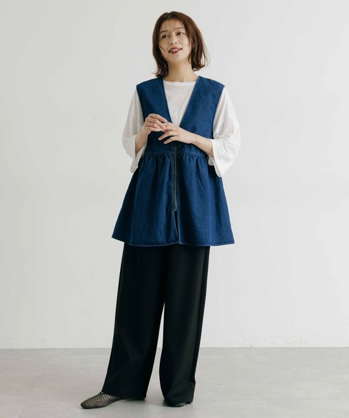 studio CLIP（スタディオクリップ）の「ハイツイスト7分袖プルオーバー（Tシャツ/カットソー・レディース・オフホワイト/ライトベージュ/ネイビー・FREE）」の13枚目の写真