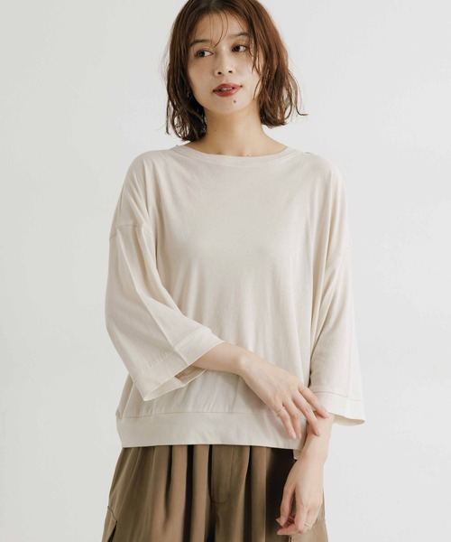studio CLIP（スタディオクリップ）の「ハイツイスト7分袖プルオーバー（Tシャツ/カットソー・レディース・オフホワイト/ライトベージュ/ネイビー・FREE）」の15枚目の写真