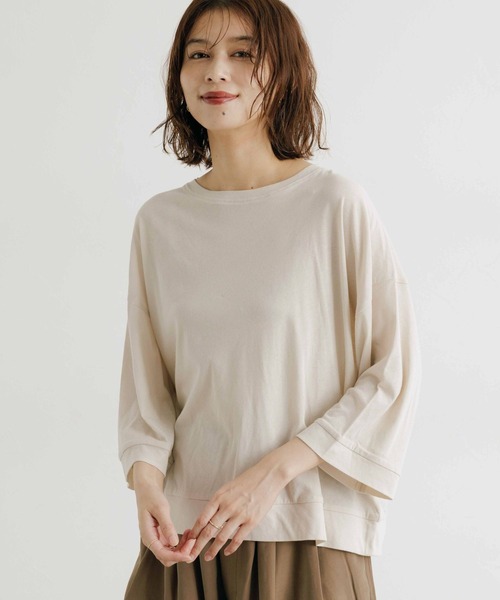 studio CLIP（スタディオクリップ）の「ハイツイスト7分袖プルオーバー（Tシャツ/カットソー・レディース・オフホワイト/ライトベージュ/ネイビー・FREE）」の16枚目の写真