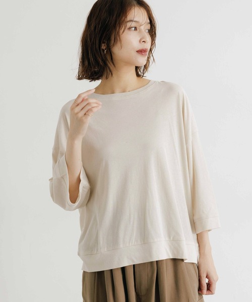 studio CLIP（スタディオクリップ）の「ハイツイスト7分袖プルオーバー（Tシャツ/カットソー・レディース・オフホワイト/ライトベージュ/ネイビー・FREE）」の17枚目の写真
