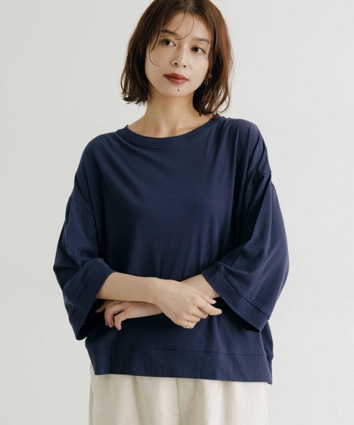 studio CLIP（スタディオクリップ）の「ハイツイスト7分袖プルオーバー（Tシャツ/カットソー・レディース・オフホワイト/ライトベージュ/ネイビー・FREE）」の20枚目の写真