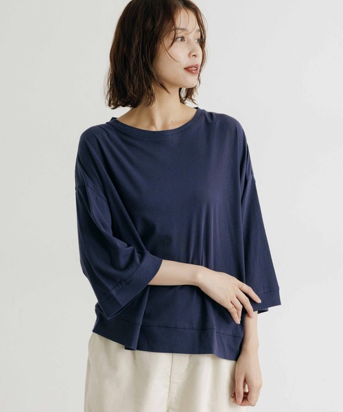 studio CLIP（スタディオクリップ）の「ハイツイスト7分袖プルオーバー（Tシャツ/カットソー・レディース・オフホワイト/ライトベージュ/ネイビー・FREE）」の21枚目の写真