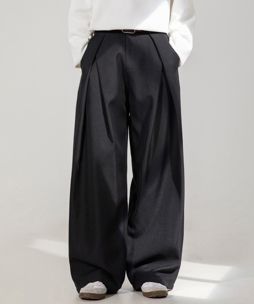 TOBEE(トゥビー)の「【TOBEE】クロス ダブルタックデザイン ワイドスラックス(スラックス・メンズ・ブラック/ブラウン/グレー・LARGE/MEDIUM/X-LARGE)」の12枚目の写真