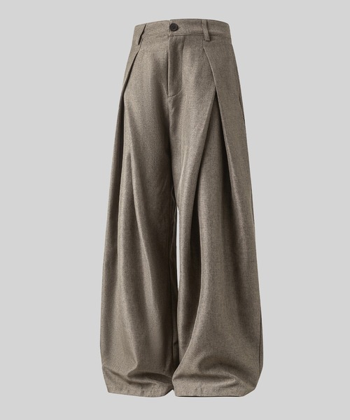 TOBEE(トゥビー)の「【TOBEE】クロス ダブルタックデザイン ワイドスラックス(スラックス・メンズ・ブラック/ブラウン/グレー・LARGE/MEDIUM/X-LARGE)」の5枚目の写真