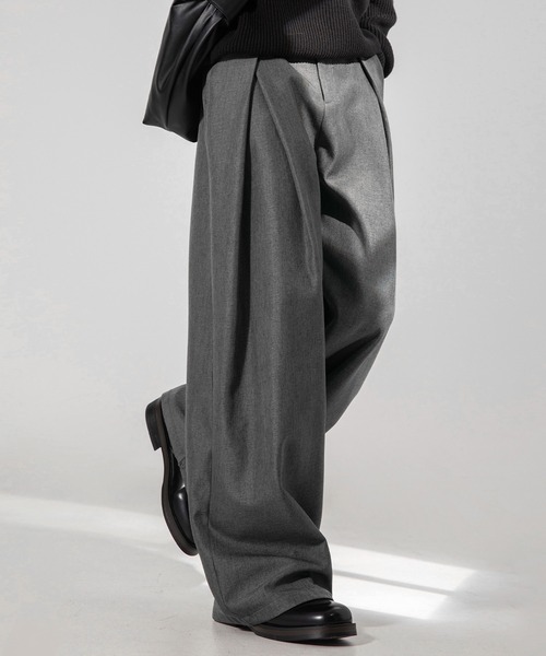 TOBEE(トゥビー)の「【TOBEE】クロス ダブルタックデザイン ワイドスラックス(スラックス・メンズ・ブラック/ブラウン/グレー・LARGE/MEDIUM/X-LARGE)」の8枚目の写真