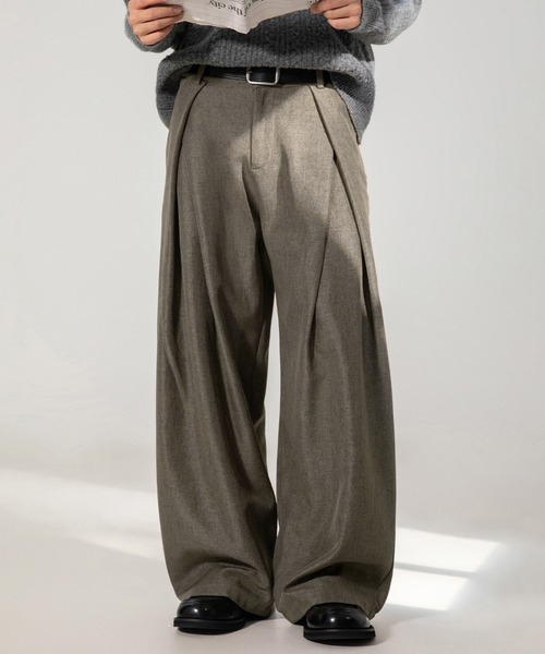 TOBEE(トゥビー)の「【TOBEE】クロス ダブルタックデザイン ワイドスラックス(スラックス・メンズ・ブラック/ブラウン/グレー・LARGE/MEDIUM/X-LARGE)」の10枚目の写真