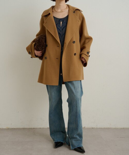 【マリコ】omekashi ダブルフェイスPコート　ベージュ アウターお気に入りCP第1位！期間限定10％OFF！】ダブルフェイス