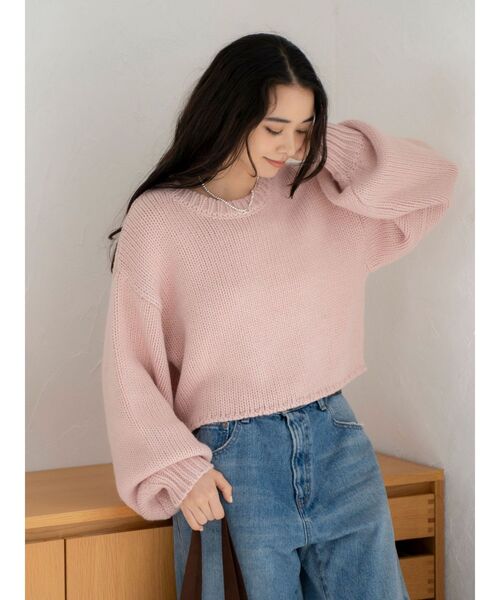 Ungrid（アングリッド）の「ローゲージクルーネックニット（ニット/セーター・レディース・オフホワイト/ピンク/ブラウン・FREE）」の3枚目の写真