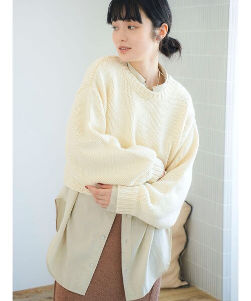 Ungrid（アングリッド）の「ローゲージクルーネックニット（ニット/セーター・レディース・オフホワイト/ピンク/ブラウン・FREE）」の12枚目の写真