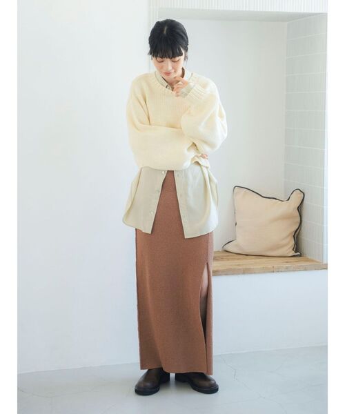 Ungrid（アングリッド）の「ローゲージクルーネックニット（ニット/セーター・レディース・オフホワイト/ピンク/ブラウン・FREE）」の8枚目の写真