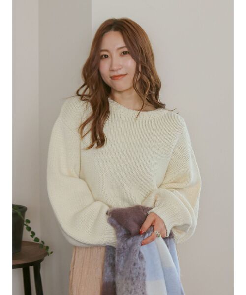 Ungrid（アングリッド）の「ローゲージクルーネックニット（ニット/セーター・レディース・オフホワイト/ピンク/ブラウン・FREE）」の17枚目の写真
