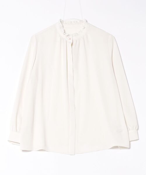 STRAWBERRY-FIELDS（ストロベリーフィールズ）の「ストレッチジョーゼット_2wayスカーフタイブラウス（シャツ/ブラウス・レディース・ライトグレー/アイボリー・2）」の4枚目の写真