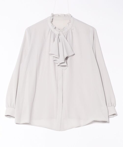 STRAWBERRY-FIELDS（ストロベリーフィールズ）の「ストレッチジョーゼット_2wayスカーフタイブラウス（シャツ/ブラウス・レディース・ライトグレー/アイボリー・2）」の14枚目の写真