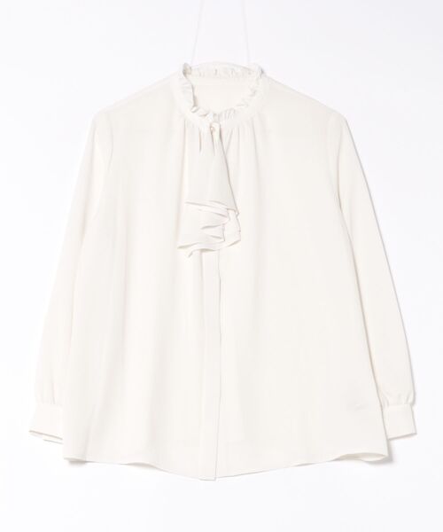 STRAWBERRY-FIELDS（ストロベリーフィールズ）の「ストレッチジョーゼット_2wayスカーフタイブラウス（シャツ/ブラウス・レディース・ライトグレー/アイボリー・2）」の15枚目の写真