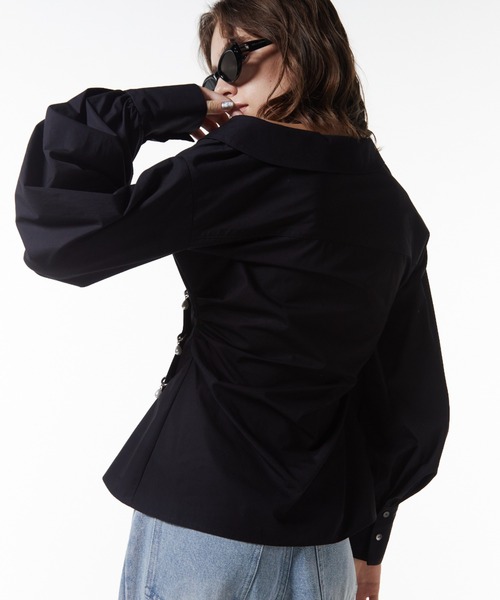 JOSE MOON（ジョゼムーン）の「DEFORMATION PEARL SHIRT/デフォメーションパールシャツ（シャツ/ブラウス・レディース・ホワイト/ブラック・FREE）」の7枚目の写真