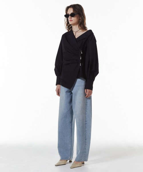 JOSE MOON（ジョゼムーン）の「DEFORMATION PEARL SHIRT/デフォメーションパールシャツ（シャツ/ブラウス・レディース・ホワイト/ブラック・FREE）」の10枚目の写真