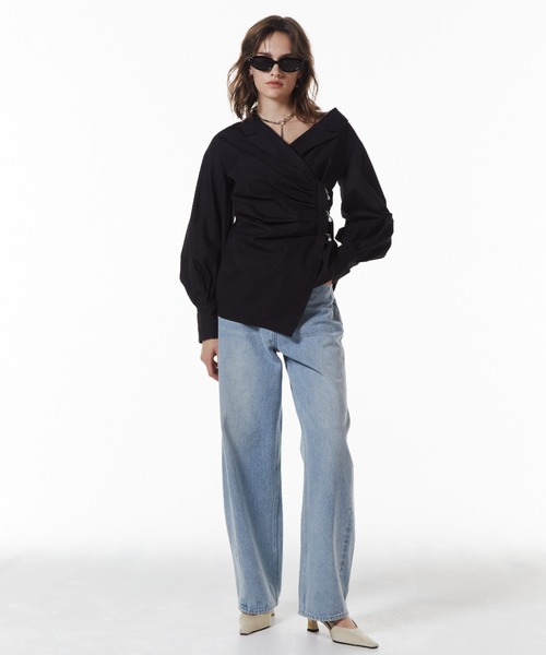 JOSE MOON（ジョゼムーン）の「DEFORMATION PEARL SHIRT/デフォメーションパールシャツ（シャツ/ブラウス・レディース・ホワイト/ブラック・FREE）」の8枚目の写真