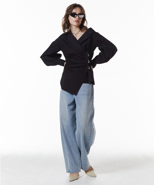 JOSE MOON（ジョゼムーン）の「DEFORMATION PEARL SHIRT/デフォメーションパールシャツ（シャツ/ブラウス・レディース・ホワイト/ブラック・FREE）」の14枚目の写真