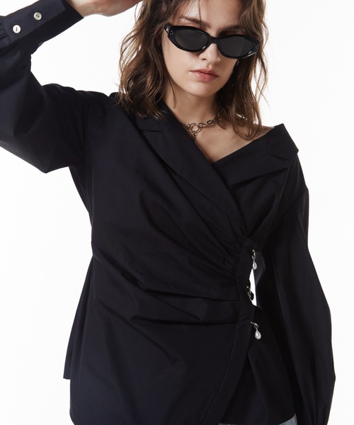 JOSE MOON（ジョゼムーン）の「DEFORMATION PEARL SHIRT/デフォメーションパールシャツ（シャツ/ブラウス・レディース・ホワイト/ブラック・FREE）」の16枚目の写真