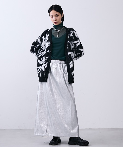 MONOe(モノエ)の「モノクロ柄シャギーVネックカーディガン(カーディガン/ボレロ・レディース・ダークグレー・FREE)」の11枚目の写真