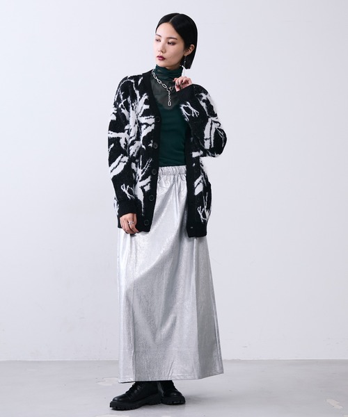 MONOe(モノエ)の「モノクロ柄シャギーVネックカーディガン(カーディガン/ボレロ・レディース・ダークグレー・FREE)」の8枚目の写真