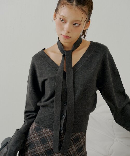 タイ付きコンパクトVニット（ニット/セーター）｜Chico（チコ）の