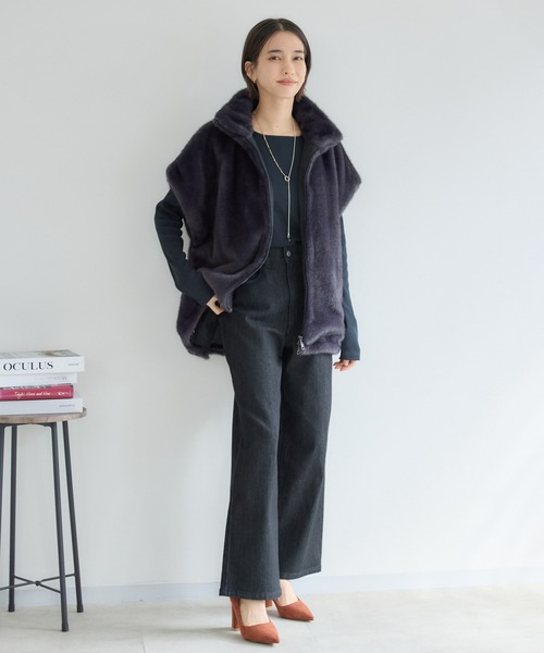 KATHARINE ROSS（キャサリンロス）の「【PILLINI/ピリーニ】タブ付ストレートデニムパンツ（デニムパンツ・レディース・ブラック/ネイビー・SMALL/MEDIUM/LARGE）」の4枚目の写真