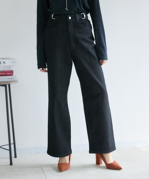 KATHARINE ROSS（キャサリンロス）の「【PILLINI/ピリーニ】タブ付ストレートデニムパンツ（デニムパンツ・レディース・ブラック/ネイビー・SMALL/MEDIUM/LARGE）」の5枚目の写真