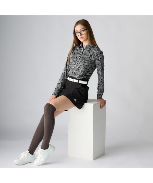 marie claire(マリ・クレール)の「marie claire GOLF マリクレールゴルフ ゴルフウェア スカート ワンポイント ロゴ スパンストレッチ インナーショーツ一体型(スカート・レディース・ブラック/グレー・M/LL/L)」の4枚目の写真