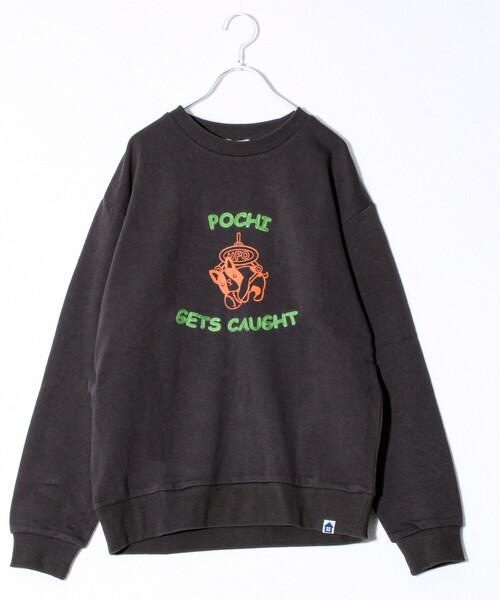 FREDY MAC（フレディーマック）の「【FREDYMAC】POCHI GETS CAUGHT 裏毛スウェット（スウェット・メンズ・チャコールグレー/ホワイト・L/M/S）」の2枚目の写真