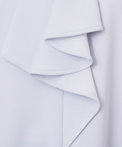 index（インデックス）の「ボウタイフリルトップス【洗濯機OK/ストレッチ/イージーアイロン/防シワ】《S～3L》（Tシャツ/カットソー・レディース・ネイビー/サックスブルー/ブラック系7/オフホワイト・36/38/40/42/44）」の15枚目の写真