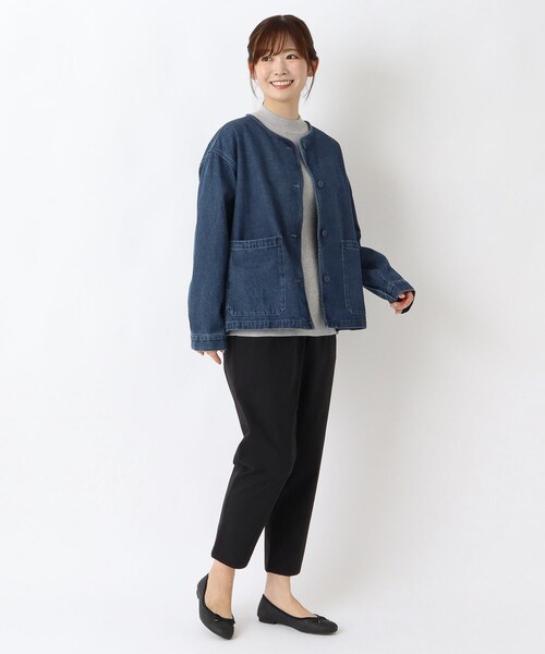 one'sterrace(ワンズテラス)の「ノーカラー デニムジャケット(デニムジャケット・レディース・ブルー系その他7/ネイビー系5・02)」の12枚目の写真