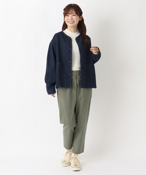 one'sterrace(ワンズテラス)の「ノーカラー デニムジャケット(デニムジャケット・レディース・ブルー系その他7/ネイビー系5・02)」の14枚目の写真