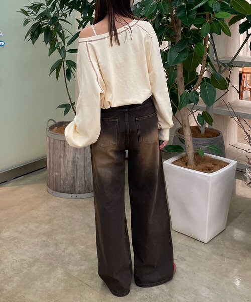 CIAOPANIC（チャオパニック）の「ドット×チェックダメージデニムパンツ（デニムパンツ・レディース・ブルー/ブラウン/ブラック・SMALL/X-SMALL/MEDIUM）」の18枚目の写真