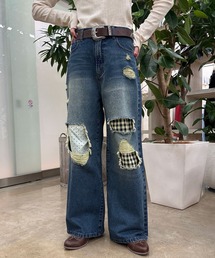 レディースのパンツ（ブルー・ネイビー/青色系・チェック柄