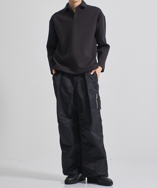 CITY TOKYO（シティトウキョウ）の「【CITY TOKYO/シティートーキョー】MA-1ワイドパンツ（カーゴパンツ・メンズ・ダークグレー/ブラック・1/2）」の3枚目の写真