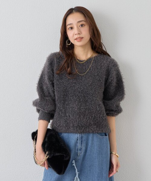 un dix cors(アンディコール)の「《幅広く楽しめる◎》前後2WAYダブルフェイスシャギーニット(ニット/セーター・レディース・グレイッシュベージュ/チャコールグレー・FREE)」の7枚目の写真