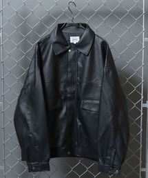ANPAS(アンパス)のFaux leather A-2 aviator jacket/フェイクレザー A-2フライトジャケット ミリタリージャケット 革ジャン レザージャケット ブルゾン メンズ レディース(ミリタリージャケット)