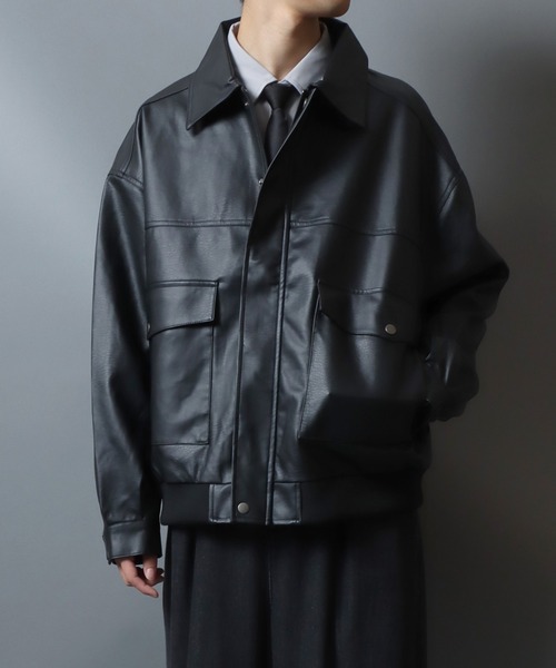 セール】Faux leather A-2 aviator jacket/フェイクレザー A-2フライト