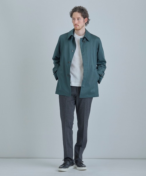 MEN'S BIGI（メンズビギ）の「LIMONTA EAST ストレッチギャバ ステンカラーコート＜ストレッチ・防風・撥水・透湿性＞（ステンカラーコート・メンズ・グリーン/ネイビー/オフホワイト・03/02/01/04）」の12枚目の写真
