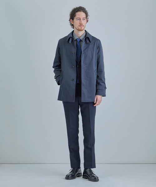 MEN'S BIGI（メンズビギ）の「LIMONTA EAST ストレッチギャバ ステンカラーコート＜ストレッチ・防風・撥水・透湿性＞（ステンカラーコート・メンズ・グリーン/ネイビー/オフホワイト・03/02/01/04）」の14枚目の写真