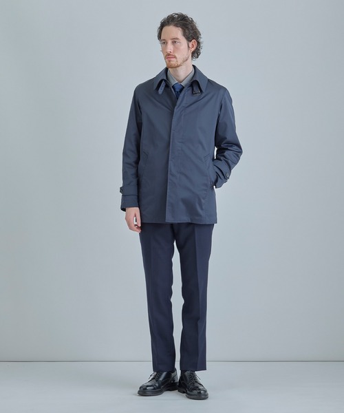 MEN'S BIGI（メンズビギ）の「LIMONTA EAST ストレッチギャバ ステンカラーコート＜ストレッチ・防風・撥水・透湿性＞（ステンカラーコート・メンズ・グリーン/ネイビー/オフホワイト・03/02/01/04）」の13枚目の写真